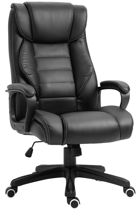 View Black Leather Executive Office Chair Deeply Padded Seat Built In Massage Body Massage Unit Marino information