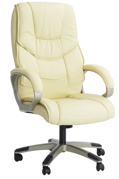 View Cream High Back Leather Ergonomic Home Office Computer Study Chair Padded Reclining Backrest Padded Loop Arms Seat Height Adjustment Ontario information