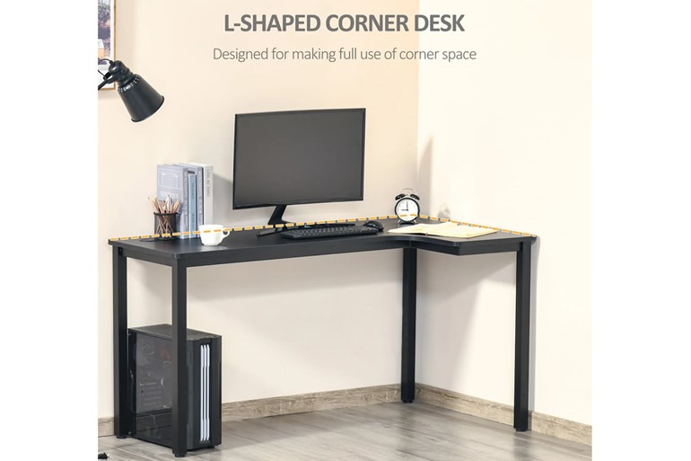Nemesis Black Corner Gaming Desk - Black Steel Frame - Carbon Top