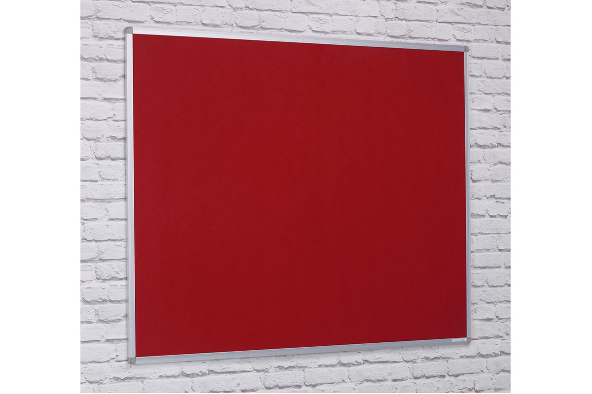 View Red Wall Mounted Aluminium Frame Felt Noticeboard For Schools Offices 1800mm x 1200mm Pin Board Fire Retardant Felt Spaceright information