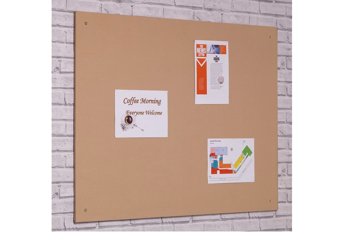 View Cream Fabric Flame Shield Frameless School Or Office Noticeboard 2400mm x 1200mm Wall Fixings Included 2Year Product Guarantee Quick Delivery information