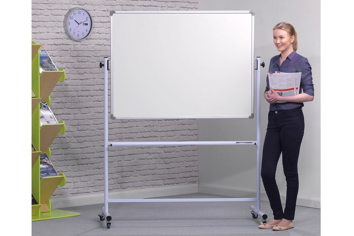 View Mobile Swivel Magnetic White Board Easel On Wheels Dry Wipe Board On Stand Portable Office Free Standing Whiteboard Home Whiteboard Mobile Mag information