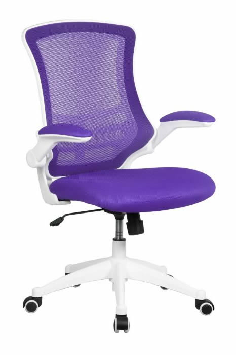 View Purple Mesh Ergonomic Office Computer Chair FlipUp Arms Suits Home Office White Chair Frame Padded Comfortable Seat Student Chair For Home information