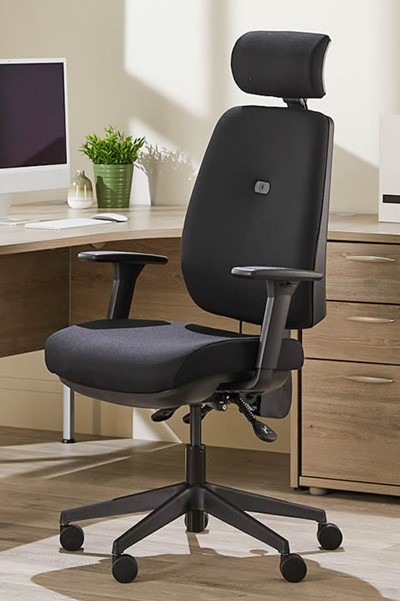 Ergonomic Fabric Office Chair - Height Adjustable Back - Saturn