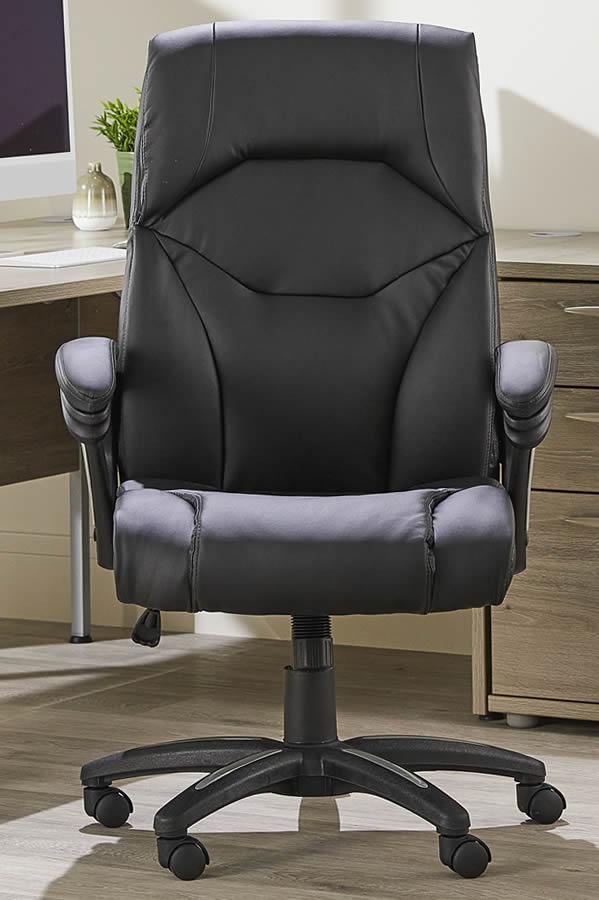 Black High Back Executive Leather Office Chair Seat Height