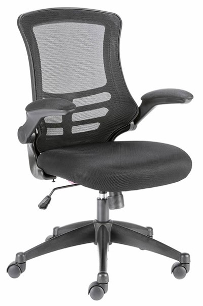 Mesh Back Office Chair - Folding Arms - 5 Colours - Height Adjustable -  Alabama