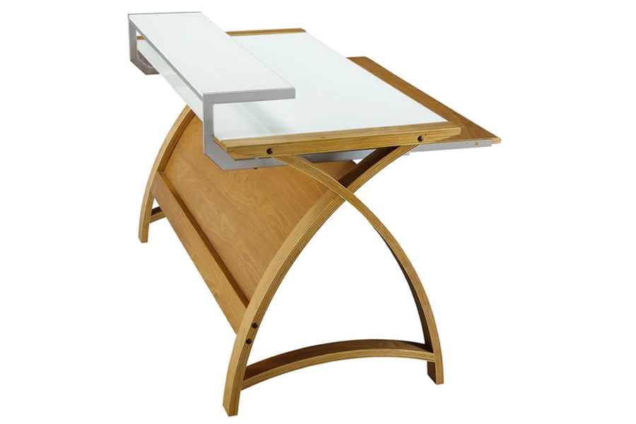 Small curved store computer desk