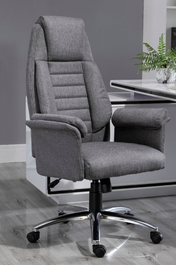 View Grey Fabric High Back Ergonomic Office Chair Deeply Padded Seat Backrest Home Office Chair Suits Taller Long Legged Person New Haven information
