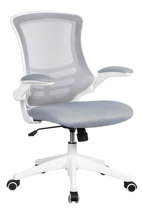 View Grey Mesh Ergonomic Office Computer Chair FlipUp Arms Suits Home Office White Chair Frame Padded Comfortable Seat Student Chair For Home information