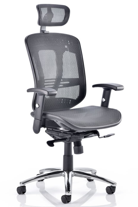 Black High Back Mesh Office Chair With Headrest - Lumber ...