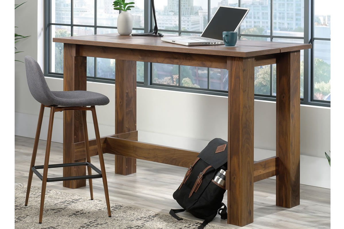 View Wooden Grand Walnut Industrial Style Laptop Counter Height Chunky Home Office Workstation MultiPurpose Tall Height Study Desk Shaker Style information