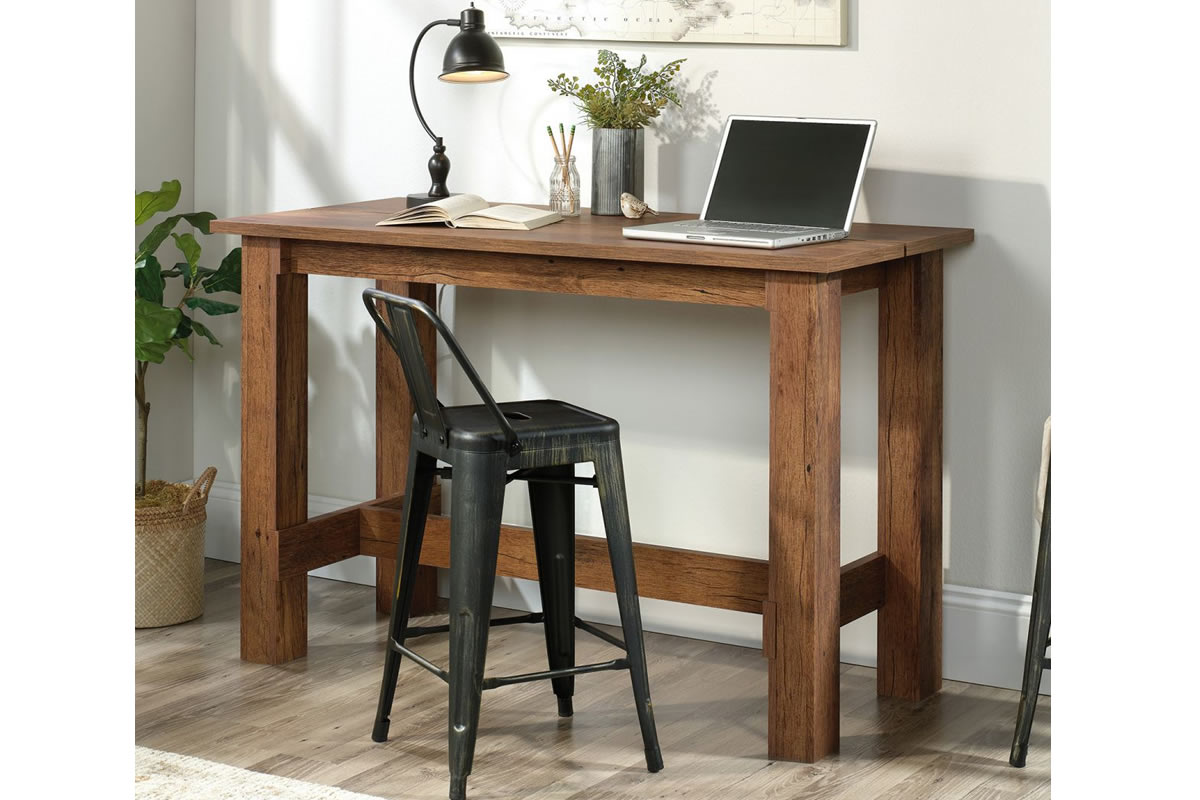 View Wooden Vintage Oak Industrial Style Laptop Counter Height Chunky Home Office Workstation MultiPurpose Tall Height Study Desk Shaker Style information