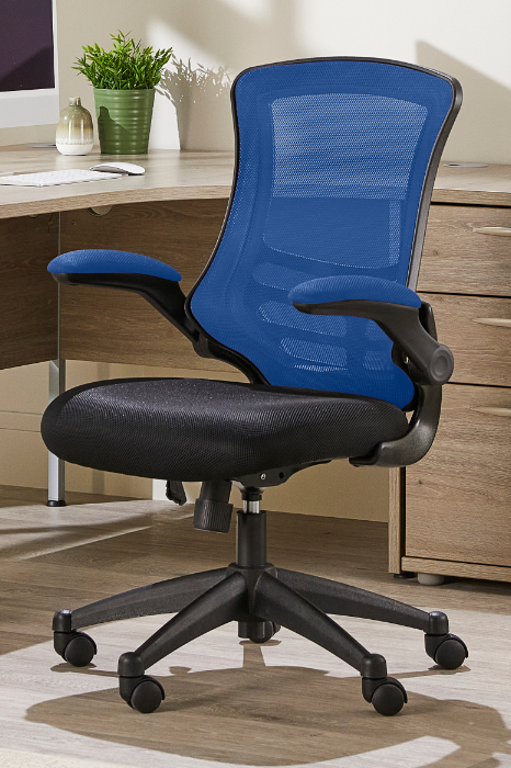 View Blue Mesh Ergonomic Student Home Office Computer Chair FlipUp Arms Suits Home Office High Backrest Padded Comfortable Seat Luna information