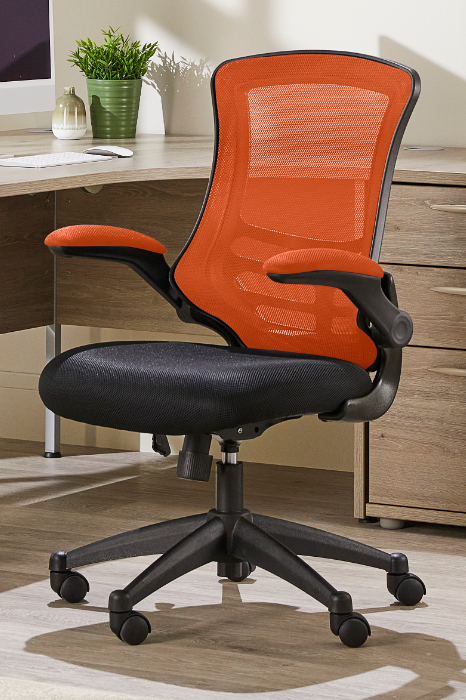 View Orange Mesh Ergonomic Student Home Office Computer Chair FlipUp Arms Suits Home Office High Backrest Padded Comfortable Seat Luna information