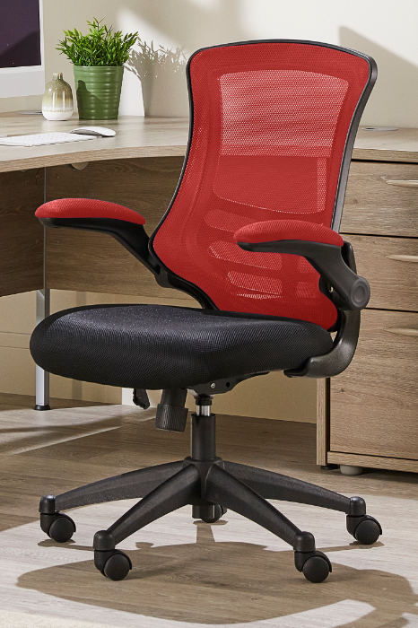 View Red Mesh Ergonomic Student Home Office Computer Chair FlipUp Arms Suits Home Office High Backrest Padded Comfortable Seat Luna information