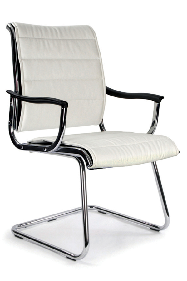 View Carbis White Leather Visitor Chair Chrome Frame information