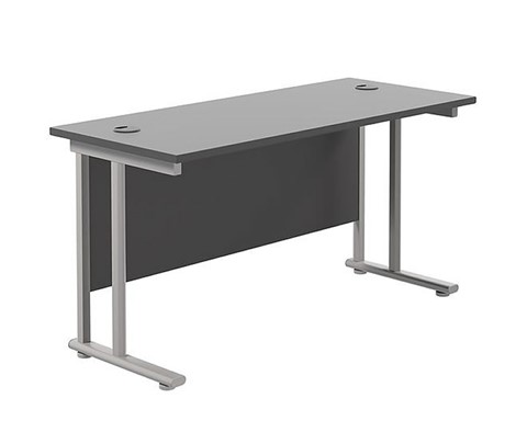 Kestral Black 1600mm x 800mm Rectangular Desk Silver Leg