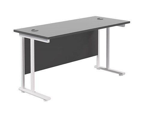 Kestral Black 800mm x 600mm Rectangular Desk White Leg