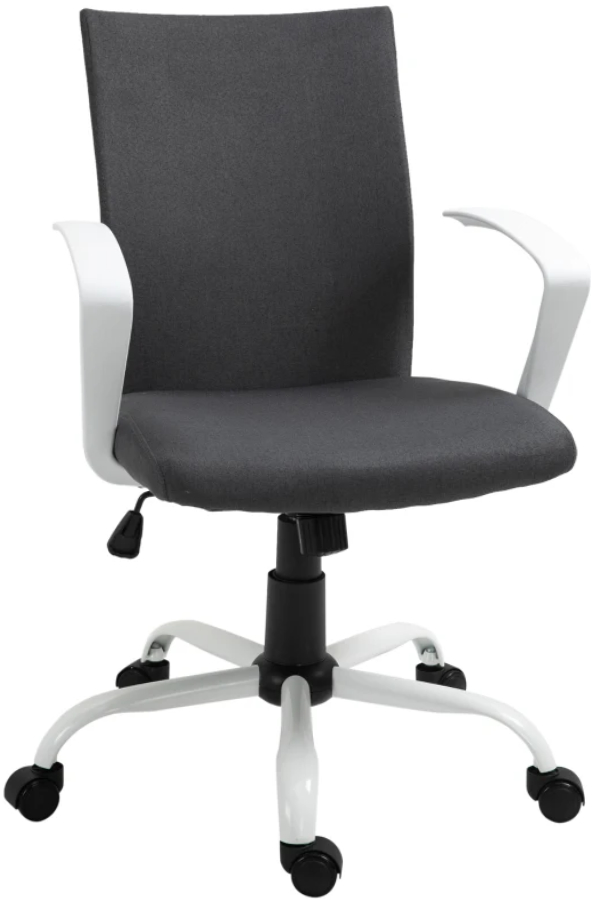 View Burlington Fabric Office Chair white frame with dark grey linenlook fabric Fixed Arms Easy selfassembly 13 working days delivery information