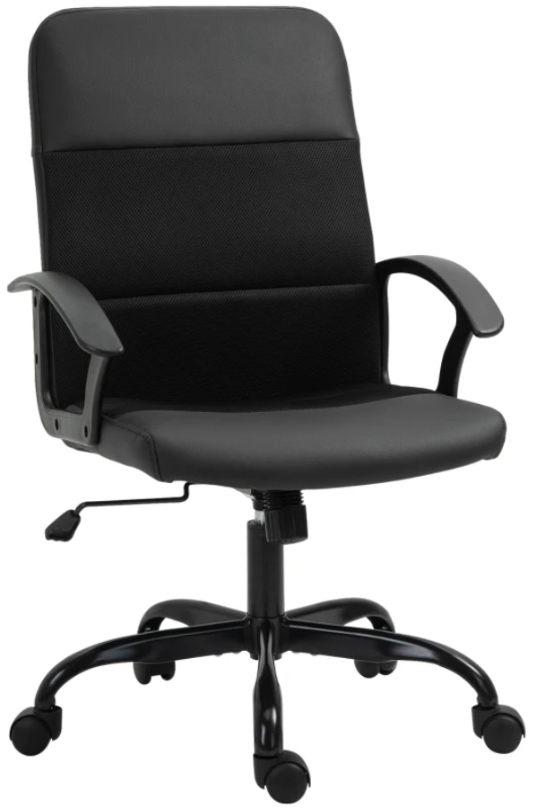 View Granby Black Home Office Computer Desk Operator Chair Deeply Padded Seat Back Seat Height Adjustment Backrest Recline PVC Mesh Fabric information