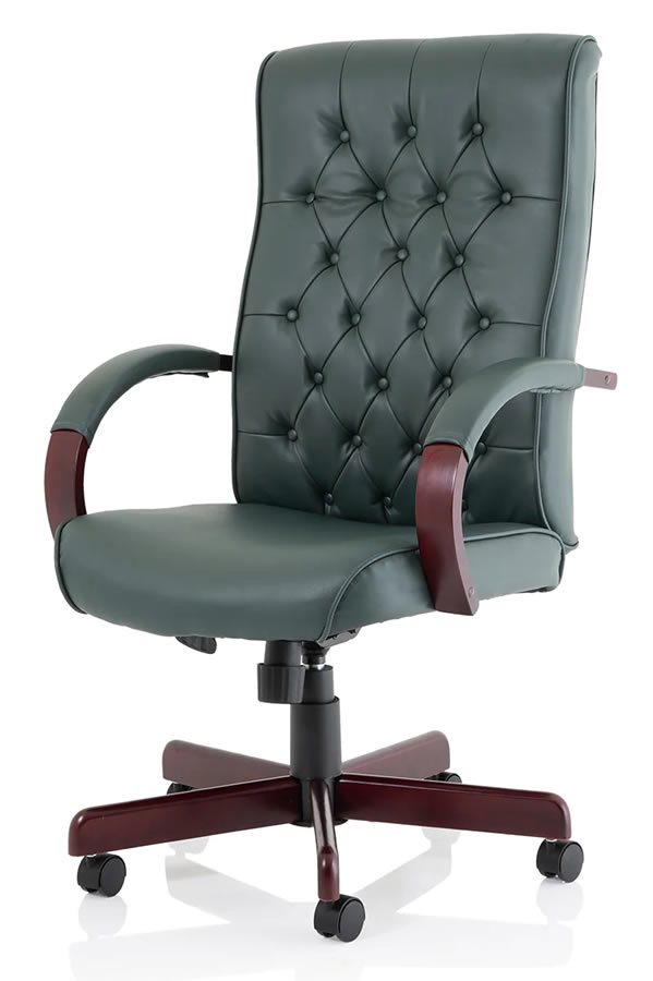 Executive Leather Office Chair Buttoned Backrest Chesterfield