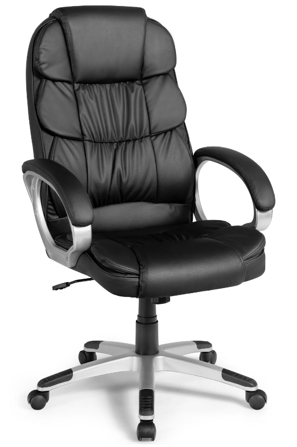 View Lavenham Black PU Leather Executive Office Chair Weight Tested to 150kg Fixed Arms Deeply Padded Seat Back And Arms information