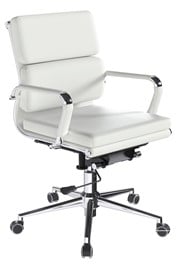 Avanti White Medium Back Chrome Office Chair