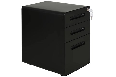 Bletchley Black Steel 3 Drawer Mobile Pedestal