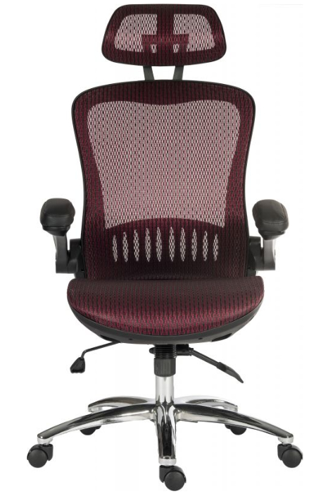 View Harmony Red High Back Mesh Office Chair Adjustable Headrest Breathable Mesh Seat Back Folding Arms MultiFunction Mechanism information
