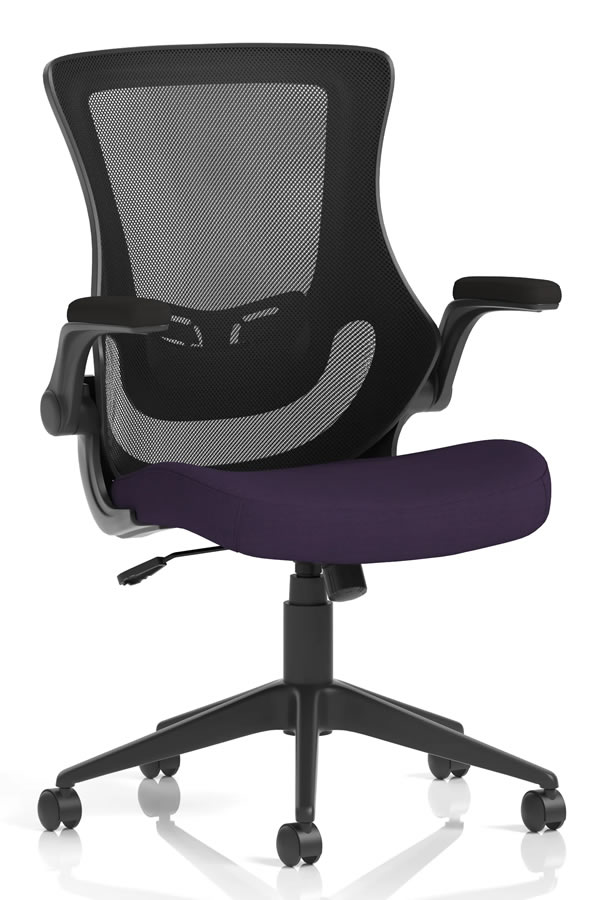 View Atlanta Purple Ergonomic Mesh Home Office Chair FlipUp Folding Arms Deeply Padded Seat Breathable Mesh Backrest Height Adjustable Lumbar information