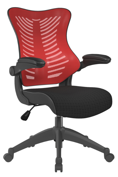 View Red Mesh Executive High Back Office Chair Height Adjustable Fold Away Arm Breathable Mesh Backrest Reclining Back Height Adjusting Dakota information