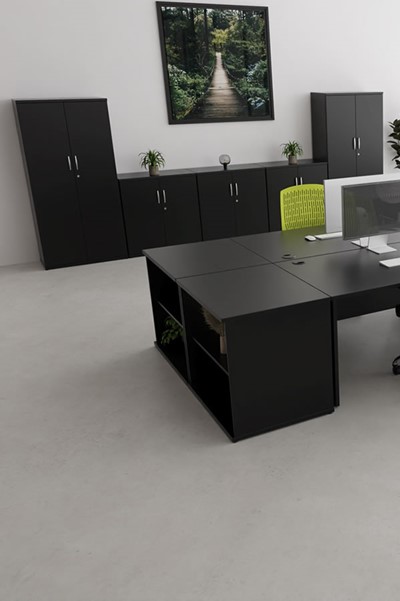 Optima Black Desk High Office Cupboard