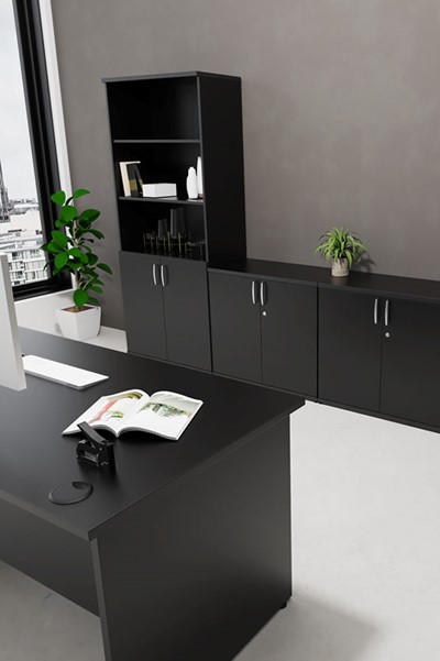 Optima Black 2000 Office Bookcase