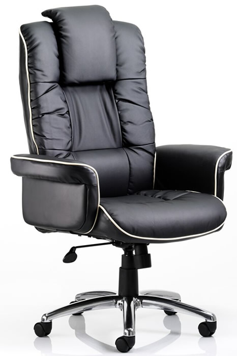 Black Leather Office Chair - Deeply Padded - Lombardy Executive