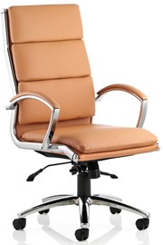 Classic High Back Tan Leather Chair