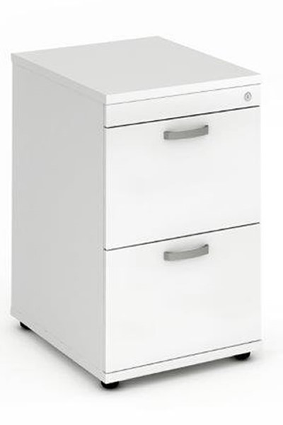 White Two Drawer Filing Cabinet Lockable H800mm X W500mm