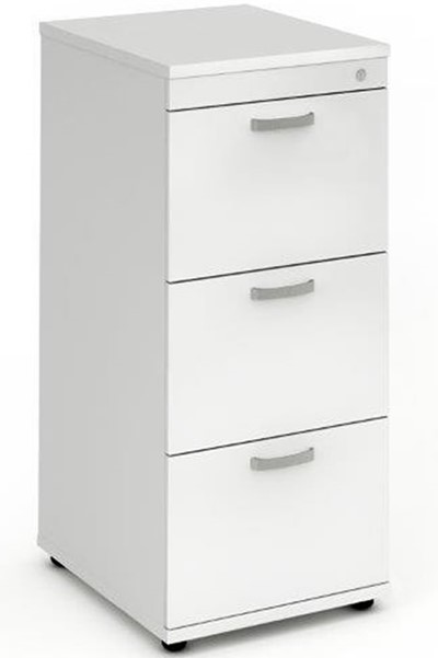 White Three Drawer Filing Cabinet Lockable H1125mm X W500mm