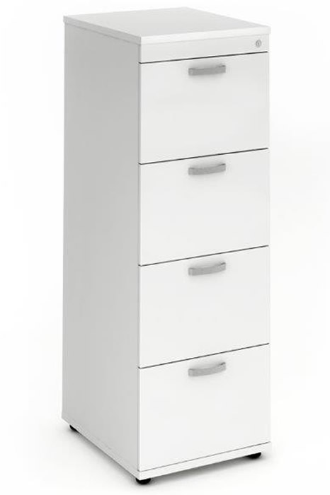 White Four Drawer Filing Cabinet Locking Drawers H1445mm X