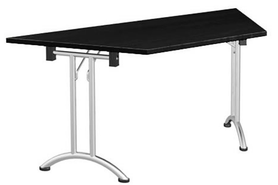 View Black Finish Trapezoidal MultiPurpose Folding Meeting Table Chrome Base Fold For Easy Storage Scratch Resistant Surface Nene information