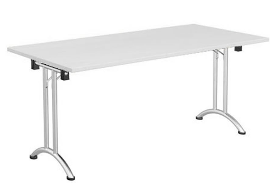 View White Folding Rectangular Table Chrome Steel Frame Four Sizes Avon information