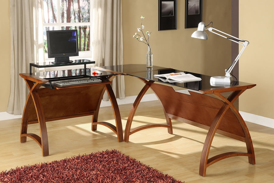 l shaped curve type home office desk