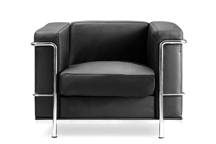 View Black Leather Modern Retro Reception Chair Chrome Designer Frame Deeply Padded Seat And Back Cushion Easily Wiped Clean information