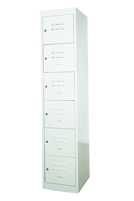 View White Six Door Steel Storage Locker Compartment Each Compartment Is Fully Lockable Delivered Fully Assembled information