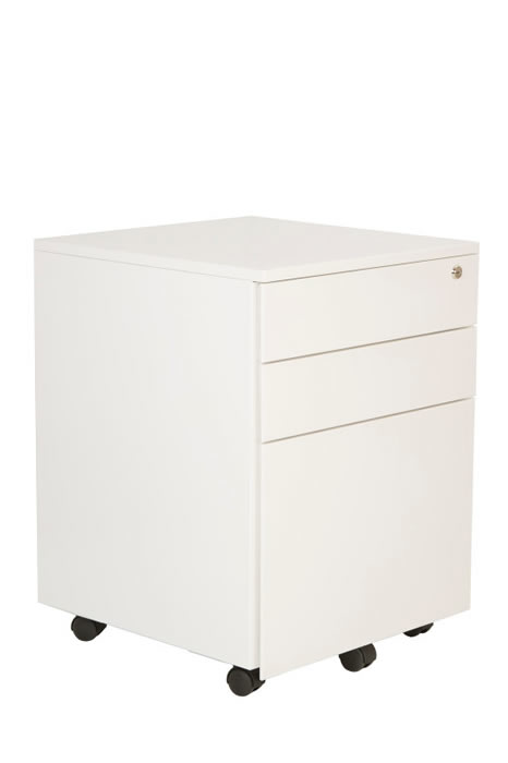 View White Metal Home Office Mobile Pedestal Drawer Storage Two Box Drawers One Filing Drawer A4 Or Foolscap Files Locking Drawers Anti Tilt information