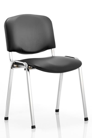 Black Vinyl Wipeable Chrome Conference Chair Deeply Padded Seat