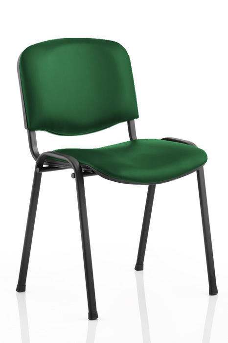 View Dark Green Vinyl Office Conference Chair Vinyl Wipe Clean Upholstery Stacks 12 High Robust Steel Frame Padded Seat Back Waiting Room Chair information