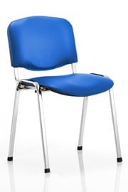 Blue Vinyl Chrome Conference Chair