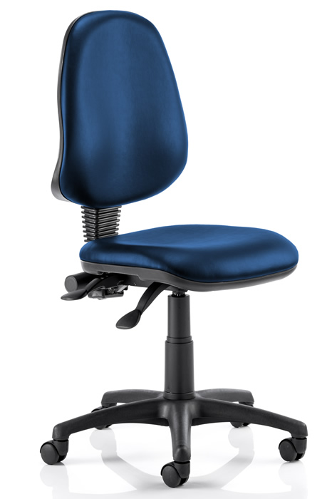 View Affordable Vinyl Operator Chair Blue Adjustable Arms information