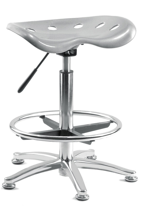 View Tek Stool Contemporary Silver Laboratory Stool High Rise Draughtmans Polypropylene Stool Adjustable Height Foot Ring information