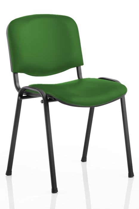 View Dark Green Vinyl Conference Chair Stacks 12 High Ergonomic Backrest Padded Seat Sturdy Black Frame AntiSlip Feet 58 Hour Use Fully Ass information